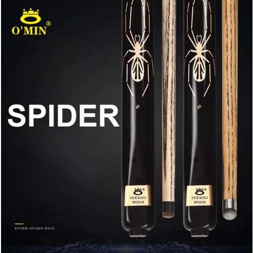 O'Min SPIDER Handmade One Piece Snooker Cues Stick with Aluminium Snooker Cue Case Set 10mm 11.5mm Tips China