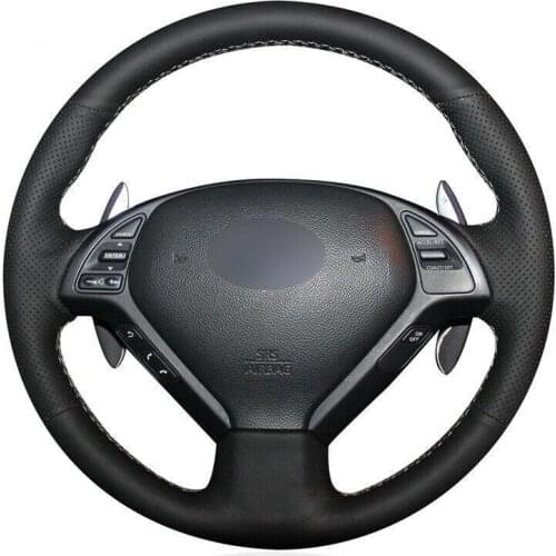 For Infiniti G25 G35 G37 Custom Made DIY Anti Slip DIY Black Leather Car Steering Wheel Cover