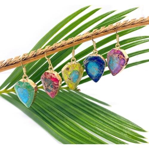 Irregular Earrings for Women Natural Turquoise Color Gold-plated Chinese Fashion Retro Style Jewelry Exquisite Gift Wholesale