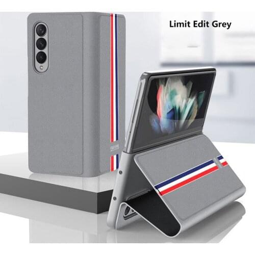 High Quality New Luxury Phone Cover For Samsung Galaxy Z Fold 3 Case Plain Leather Flip Ultra-thin Shockproof Protective Funda