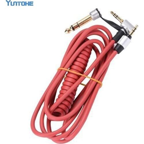 Wholesale Black & Red 6.5mm & 3.5mm Spring Replacement Audio Cable Headphone for Monster Beat Pro Detox Solo AUX Cable 10pcs/Lot