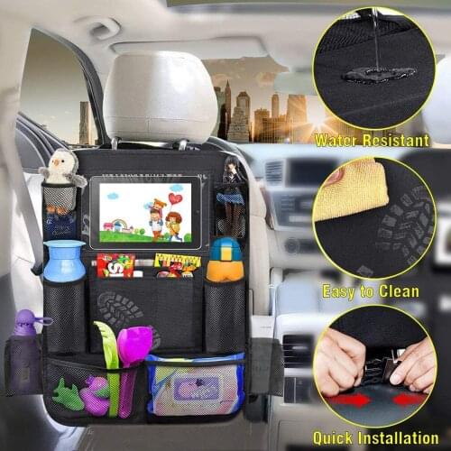 Car Backseat Organizer with 10 Storage Pockets Seat Back Protectors Kick Mats