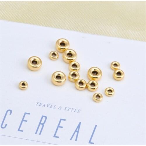 Genuine 18K Yellow Gold Smooth Spacers Crimp & End Beads AU750 DIY Homemade Necklace Pendant Bracelet Material Accessories