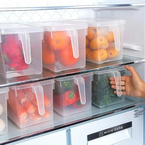 Transparent Kitchen Storage Box Refrigerator Egg Storage Box Grain Bean Storage Family Organizer Food Container with Handle