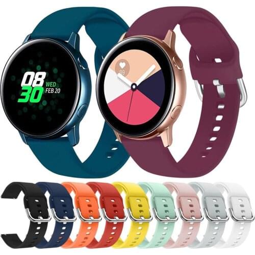 Silicone Original 20mm band Strap For Samsung Galaxy Watch Active 2 40/44mm / 3 41mm smartwatch wristband For Huawei GT 2 42mm