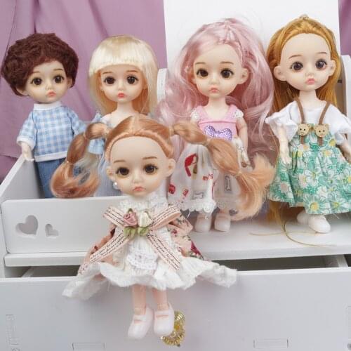 Mini 16cm BJD Doll 13 Moveable Joint Dolls Sad Face BJD Dolls Little Girl Muilt-type Dress Make Up Toy Girls Gift Dolls