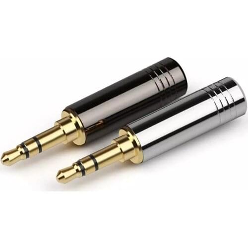 2pcs 3.5mm Plug Connectors Audio Adapter 3 Poles Stereo Aluminum Gold Plated 3.5 Jack Earphone Plug 6.0mm Wire Hole Black Silver