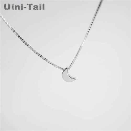 Uini-Tail hot new 925 sterling silver simple curved moon necklace Korean fashion trend sweet wild high quality necklace GN828