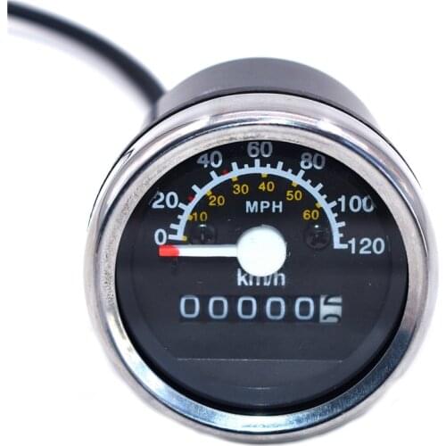 Universal 12V Motorcycle Speedometer Odometer Gauge 52mm KMH MPH Black