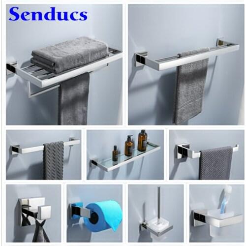 Bathroom Hardware Set Senducs Polished Chrome Bathroom Hardware Chrome Towel Rack Paper Holder Wall Mounted Hardware Sets