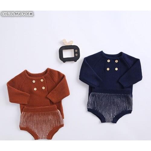 Knitted Baby Clothes Autumn Winter Newborn Baby Boy Girl Clothes Set Woolen Cotton Infant Baby Cardigan + Shorts Baby Outfits