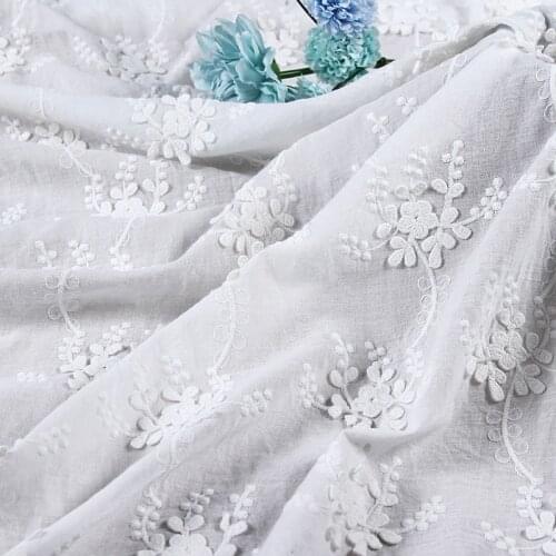 High Quality Cotton Floral Lace Fabric Skin- friendly French Lace Fabric For DIY Costume Bridal Gowns Boho Dress Curtain 1yard