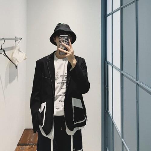 S-6XL!!Suit jacket of super model design feeling male autumn is loose England wind contrasts color recreational small suit tide