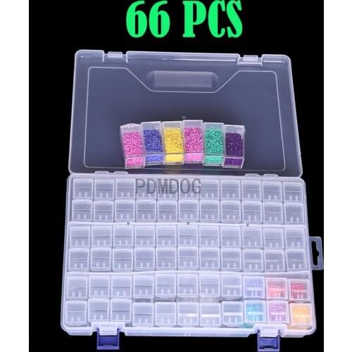 Diamond Painting Box Storage Tool 66/60/32/24/64 Girds Bead Container Rhinestone Embroidery Crystal Bead Storage Box Accessories