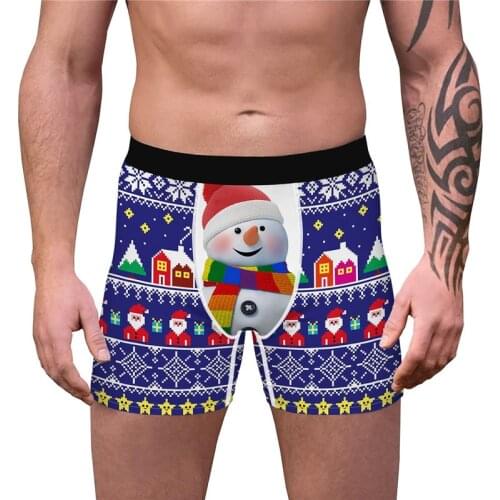 Humorous Underwear Men Funny Boxers Man Panties Novelty Boxer Shorts Boxershorts Long Underpants Christmas Holiday Boxer Briefs