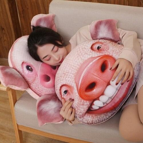 Funny Simulation Pig Plush Toy 3D Printing Stuffed Animal Piggy Plush Pillow Stuffed Cartoon Cushion Kids Doll Home Decro Gift