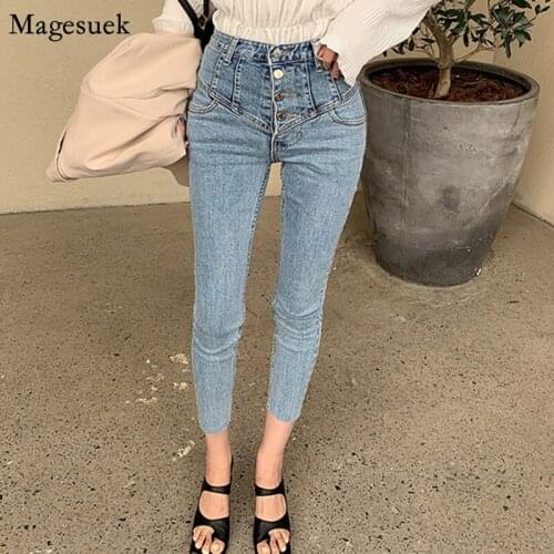 Autumn New Mom jeans women Blue Skinny High Waist Women Jeans Ankle-length Casual Pencil Pants Streetwear Jeans For Women 10591
