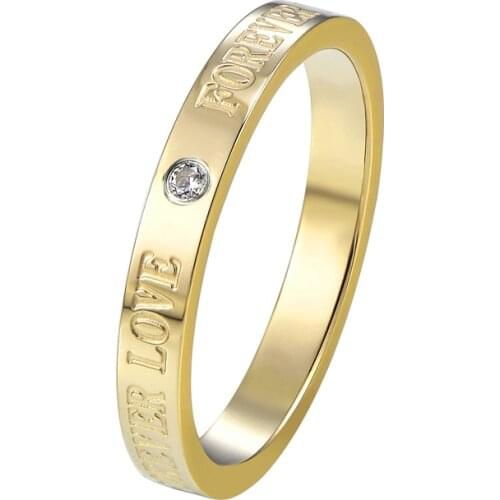 New arrivals Anniversary Ring for Women Stainless Steel Jewelry Zircon Crystal Rose Gold Silver Color Carving Forever Love Ring