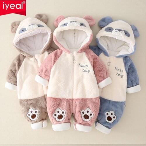 IYEAL Winter Newborn Rompers Baby Fleece Jumpsuit Panada Hoodies Jumpsuit Baby Girls Boys Snowsuit Newborn Toddler Baby Overalls