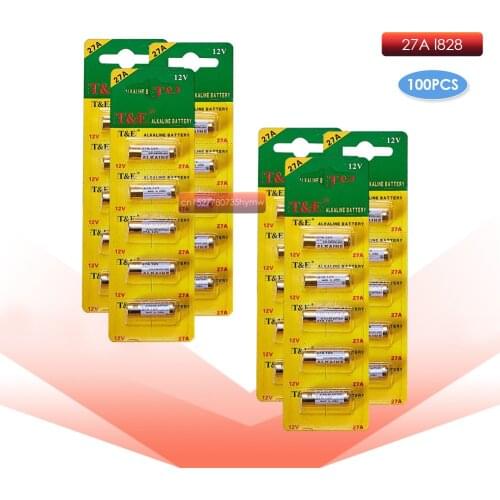 100pcs 12V 27A Alkaine Batteries G27A MN27 MS27 GP27A A27 L828 V27GA ALK27A A27BP K27A VR27 R27A Doorbell alarm remote control