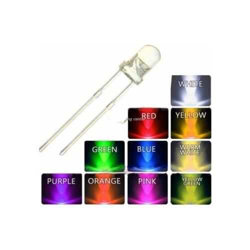 1000Pcs 5mm White Round Water Clear Super bright LED F5 Warm white Red Green Blue Yellow uv-purple pink Orange Ice blue lamp RGB