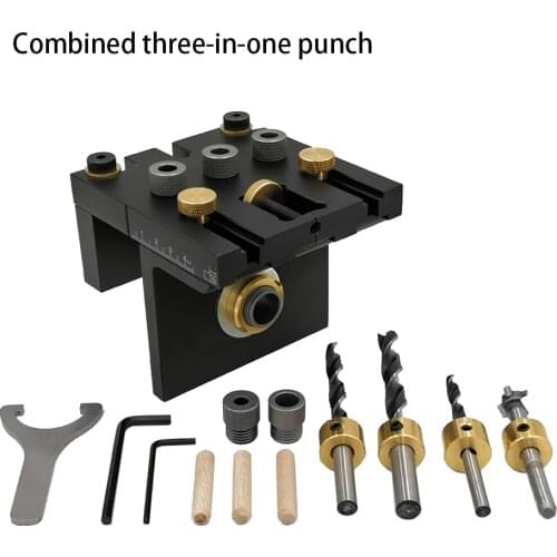 3 in 1 Woodworking Doweling Jig Kit With Positioning Clip Adjustable Drill Guide Puncher Locator Carpentry Auxiliary Tool
