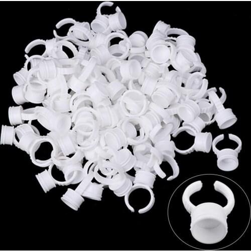 300PCS Tattoo Rings Cups Disposable Makeup Rings Tattoo Glue Holder,Tattoo Ink Ring Adhesive Makeup Glue Rings Palette Plastic