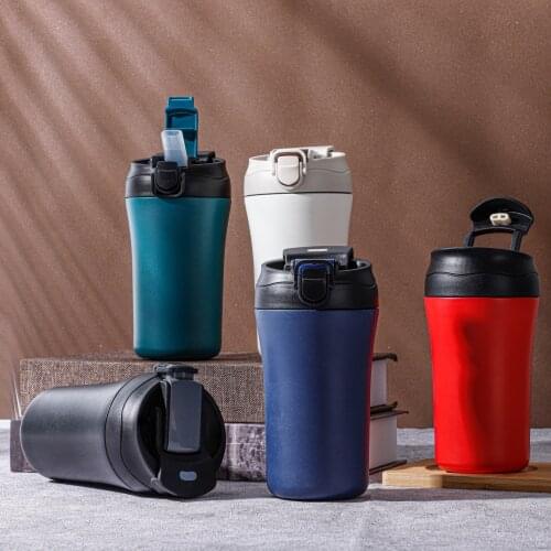 400ml New Double Stainless Steel Portable Travel Insulated Cup Coffee Thermos Mug With Straw Multifunctional Car Vacuum Flask