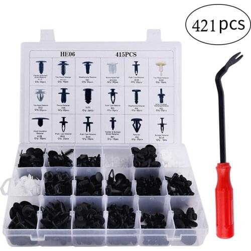421Pcs Auto Fastener Clips Vehicle Retainer Rivet Door Panel Fender Liner Bumper Fender Trim Plastic Mixed Car Clips