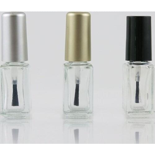 50 x 3ml Portable Empty Nail polish Bottle Clear Glass Packing Bottle with Black Sliver Gold Brush Cap Cosmetic Container