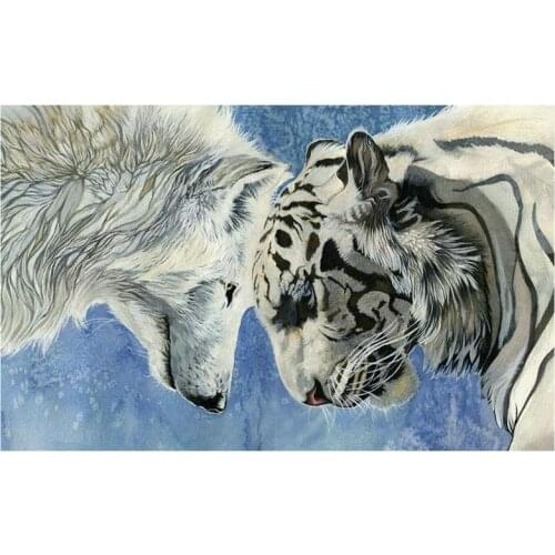 5d diy diamond painting wolf tiger full square drill animal full round mosaic sticker 3d diamond embroidery kit gift 40x60cm