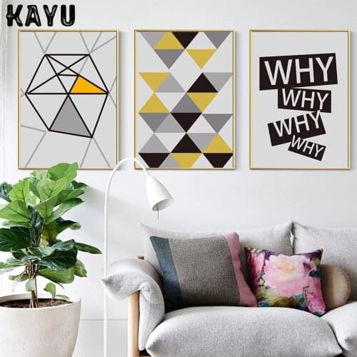 Abstract Geometric WHY Letters Canvas Paintings Wall Art Print Poster Picture for Living Room Interior Home Decorations No Frame