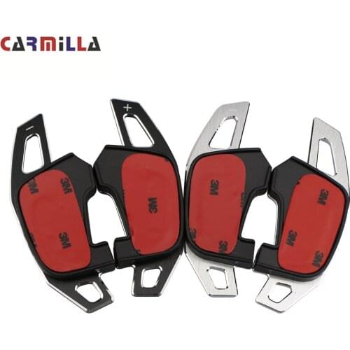 Carmilla Aluminum Steering Wheel Paddle Extension Shifters Shifter Stickers for Volkswagen VW Golf GTI R20 Accessories