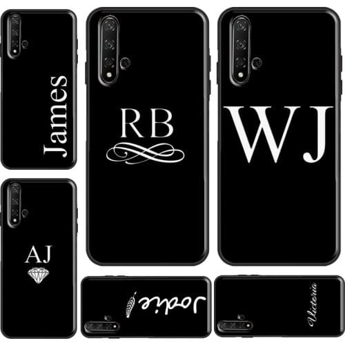 Personalised Initials Name Black Case For Huawei Y6 Y7 2019 Nova 5T Funda For Honor 10i 10 Lite 20 Pro 8X 9X 7A 8A Case