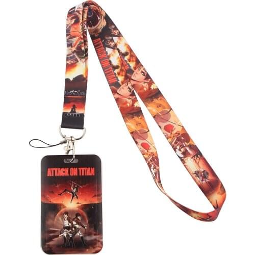 ER661 Anime Attacking Giant Creative Lanyard Card Holder Student Hanging Neck Phone Lanyard Badge Subway Access Card Holder