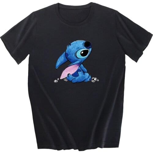 Kawaii Cute Stitch T Shirt Women Cotton Harajuku T Shirt Cotton Short Sleeve Mens T-Shirt Summer Casual Hip Hop Tees Tops