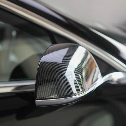 HieCar 2017-2021 Model3 Car Door Side Mirror Cover For Tesla Model 3 ABS Carbon Fiber Rearview Mirror Cap Protector Accessories