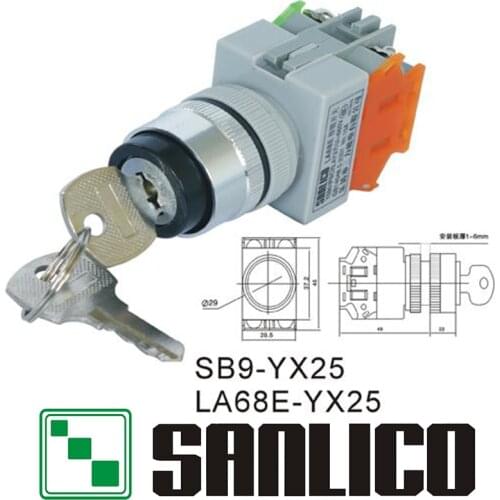 Key lock switch selector switch rotary switch knob switch two or three position SB9(LA68E PBC Y090 LAY7/37/16)-YX25