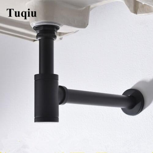 Bottle Trap Brass Round Siphon Oil Rubbed Bronze Black P-TRAP Deodorization Bathroom Vanity Basin Pipe Waste With Pop Up Drain