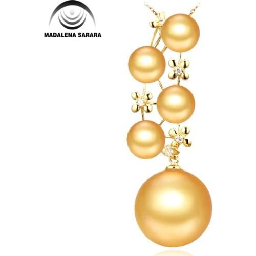 MADALENA SARARA 11-12mm AAA Saltwater Pearl Southsea Water Pearl Bead Choker Necklace Natural Color With Pure 18k gold
