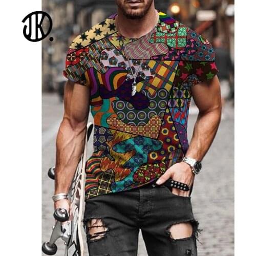 Trendy Mens Streetwear Printed Round Neck T-Shirt Comfortable Short Sleeves Plus Size Top For Men 2021 Casual Slim Tee Clothing