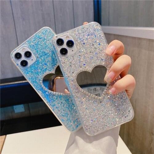 Fashion Glitter Sequins Mirror Phone Case For iphone 12 Pro Max Clear Cover For iphone 7 Plus 8 6 6s X XS Max XR 11 Fundas
