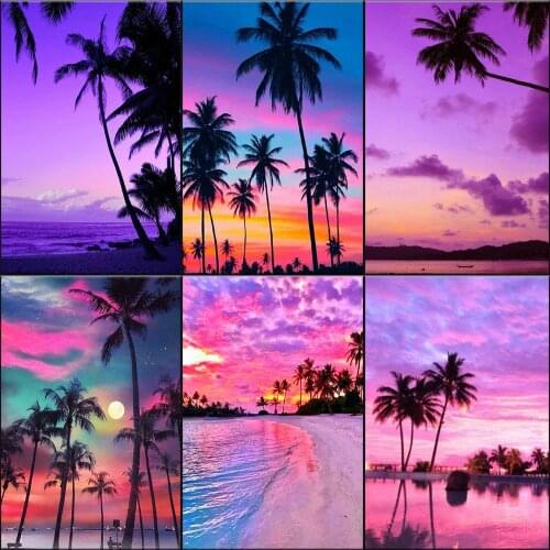 DIY Painting By Numbers Landscape Sunset Coloring By Numbers Pictures On Canvas Home Decor For Living Room 40×50 Unique Gifts