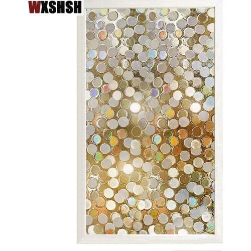 3D Circle Pattern Static Cling Glass Sticker Dot Vinyl Bathroom Decor Laser Frosted Privacy Protection Sun-Blocking Window Film