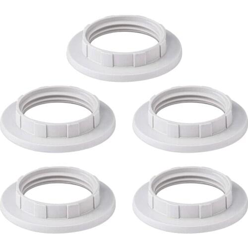 New 5PCS Lamp Shade Reducer Ring E27 Converter For Lamp Holder Twist Plastic Lampshade Fitting Washer Ring, Beige-White