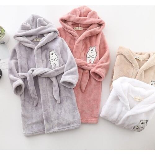 Autumn Winter Kids Sleepwear Hoodies Pajama Robe Warm Bathrobe For Boys Girls Teenagers Soft Baby Pajamas Children Clothing