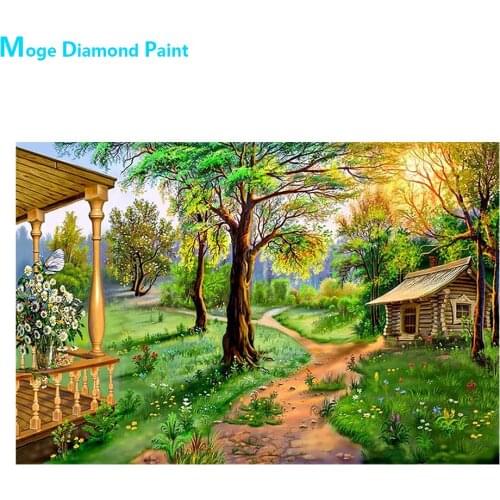 Rural Scenery Path Wooden House Scenic Diamond Painting Round Full Drill Nouveaute DIY Mosaic Embroidery 5D Cross Stitch Gifts