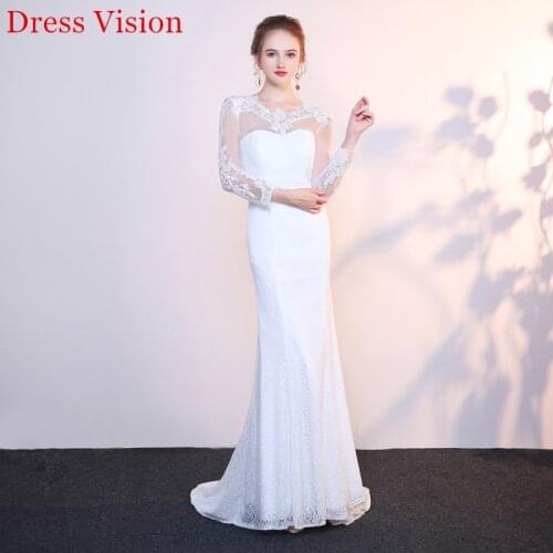 Vestido De Noiva Wedding Dress Robe De Soiree Bride To Be Vestidos De Fiesta O-Neck Lace Appliques Long Sleeves