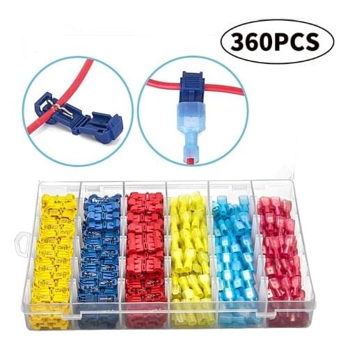 T-Tap Wire Connectors, Self-Stripping Quick Splice Electrical Wire Terminals, Insulated Male Quick Disconnect Spade Terminals