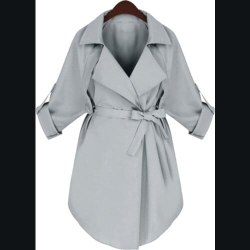 Trench Coat Womens Autumn British Style Plus Size Belt Windbreaker Clothes Slim Bowknot Irregular Splicing Ropa Invierno Mujer